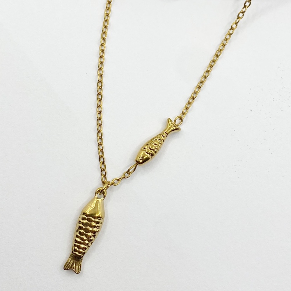 NEW Gold Fish Slide Necklace